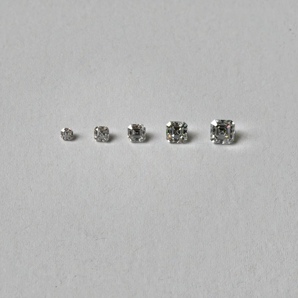 Asscher Moissanite Melee — Calibrated Loose Accent Stones, D VVS (Wholesale)
