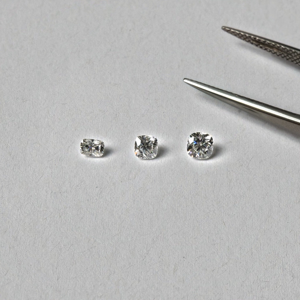 Cushion Moissanite Melee — Calibrated Loose Accent Stones, D VVS (Wholesale)