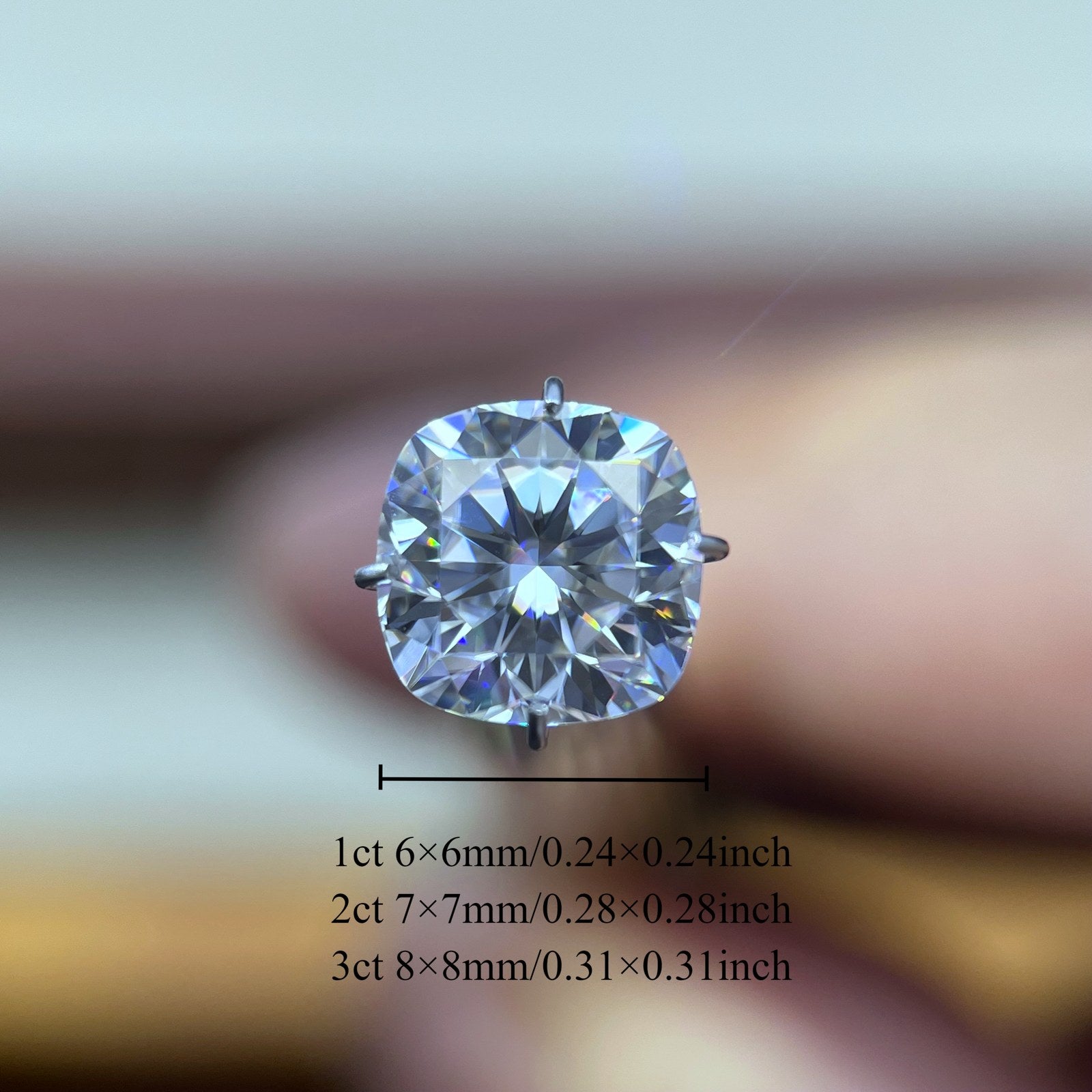 Cushion Moissanite Loose Stones by the Carat — D VVS, Calibrated (Wholesale)