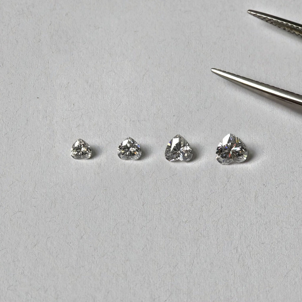 Heart Moissanite Melee — Calibrated Loose Accent Stones, D VVS (Wholesale)