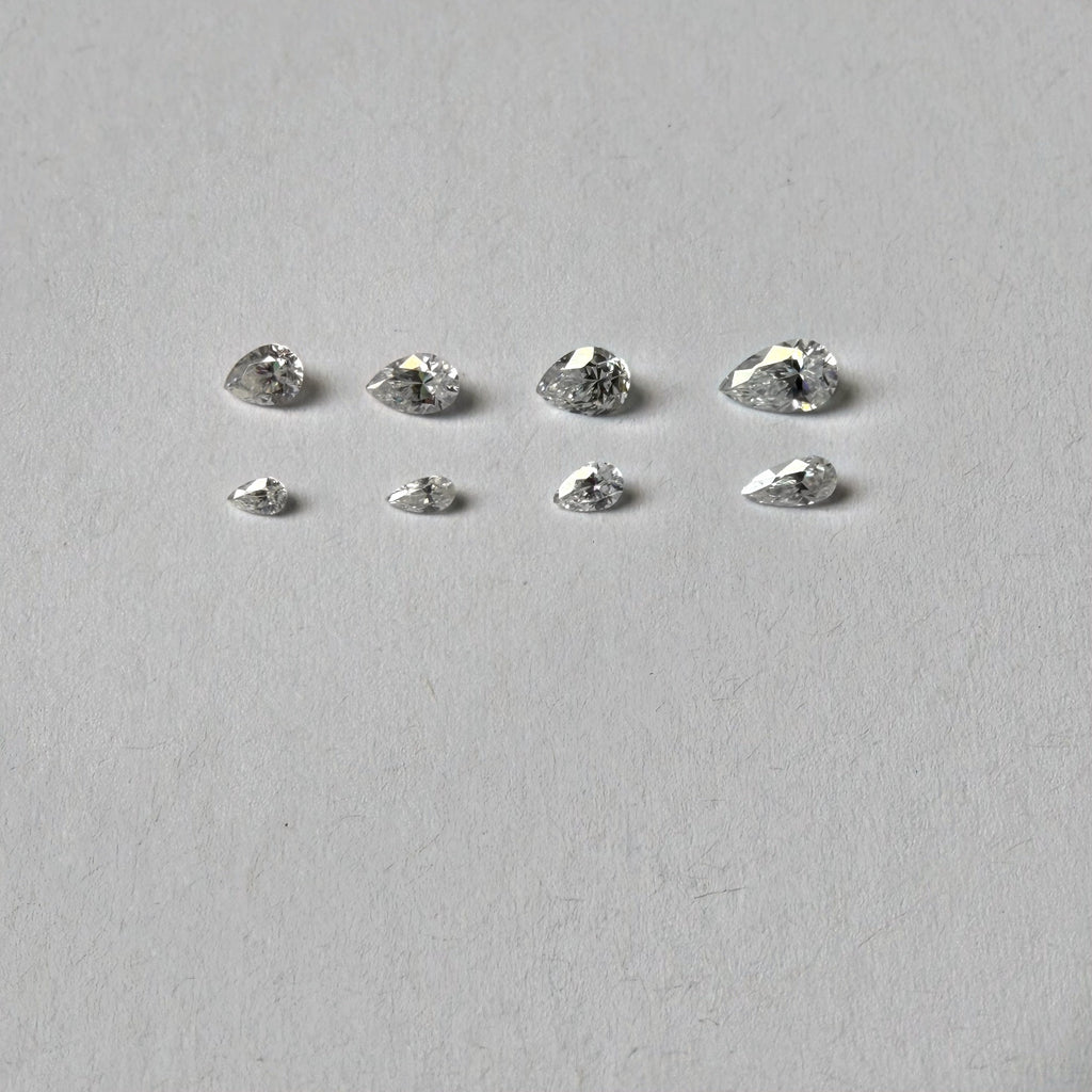 Pear Moissanite Melee — Calibrated Loose Accent Stones, D VVS (Wholesale)