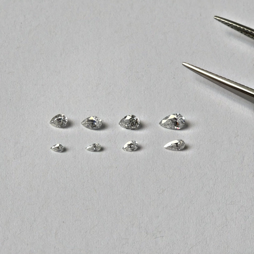 Pear Moissanite Melee — Calibrated Loose Accent Stones, D VVS (Wholesale)