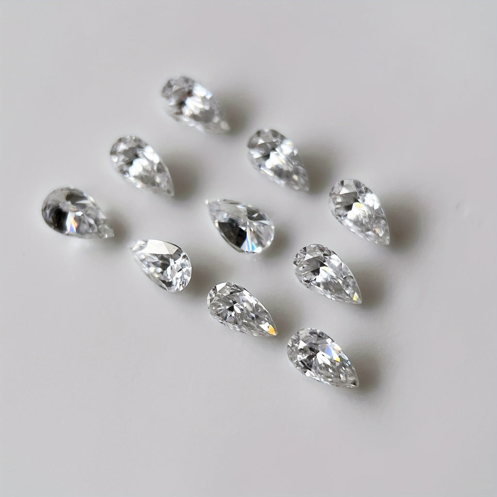 Pear Moissanite Melee — Calibrated Loose Accent Stones, D VVS (Wholesale)