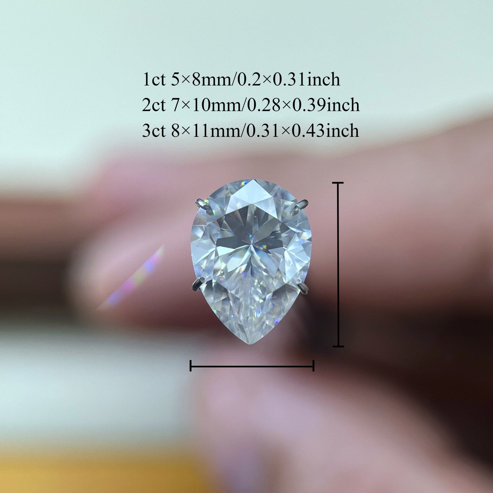 Pear Moissanite Loose Stones by the Carat — D VVS, Calibrated (Wholesale)
