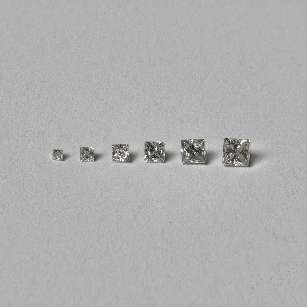 Princess Moissanite Melee — Calibrated Loose Accent Stones, D VVS (Wholesale)