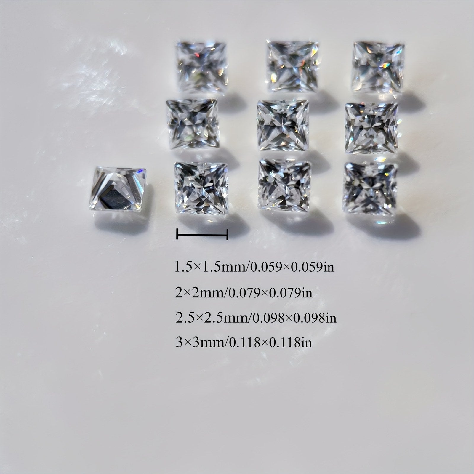 Princess Moissanite Melee — Calibrated Loose Accent Stones, D VVS (Wholesale)