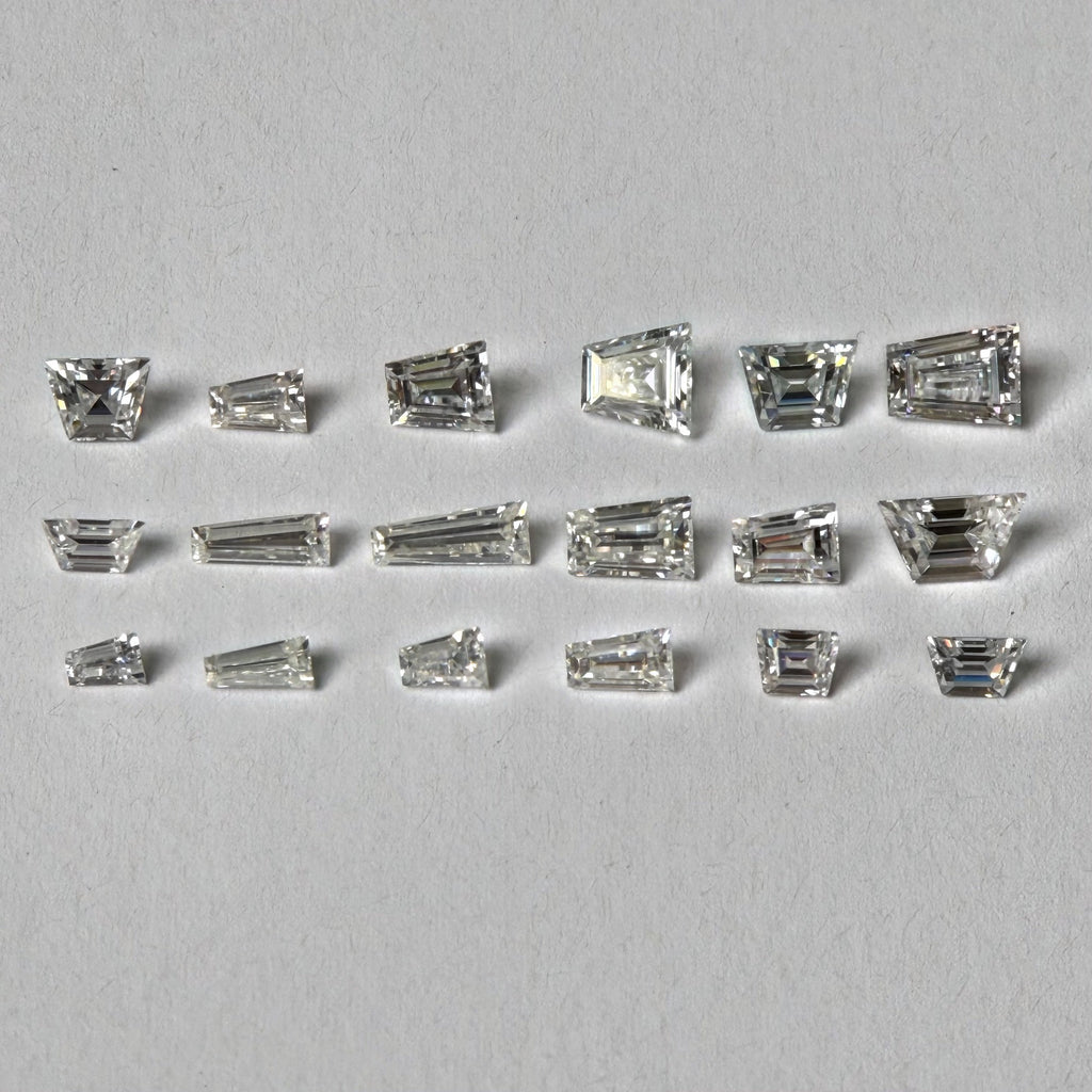 Trapezoid Moissanite Melee — Calibrated Loose Accent Stones, D VVS (Wholesale)