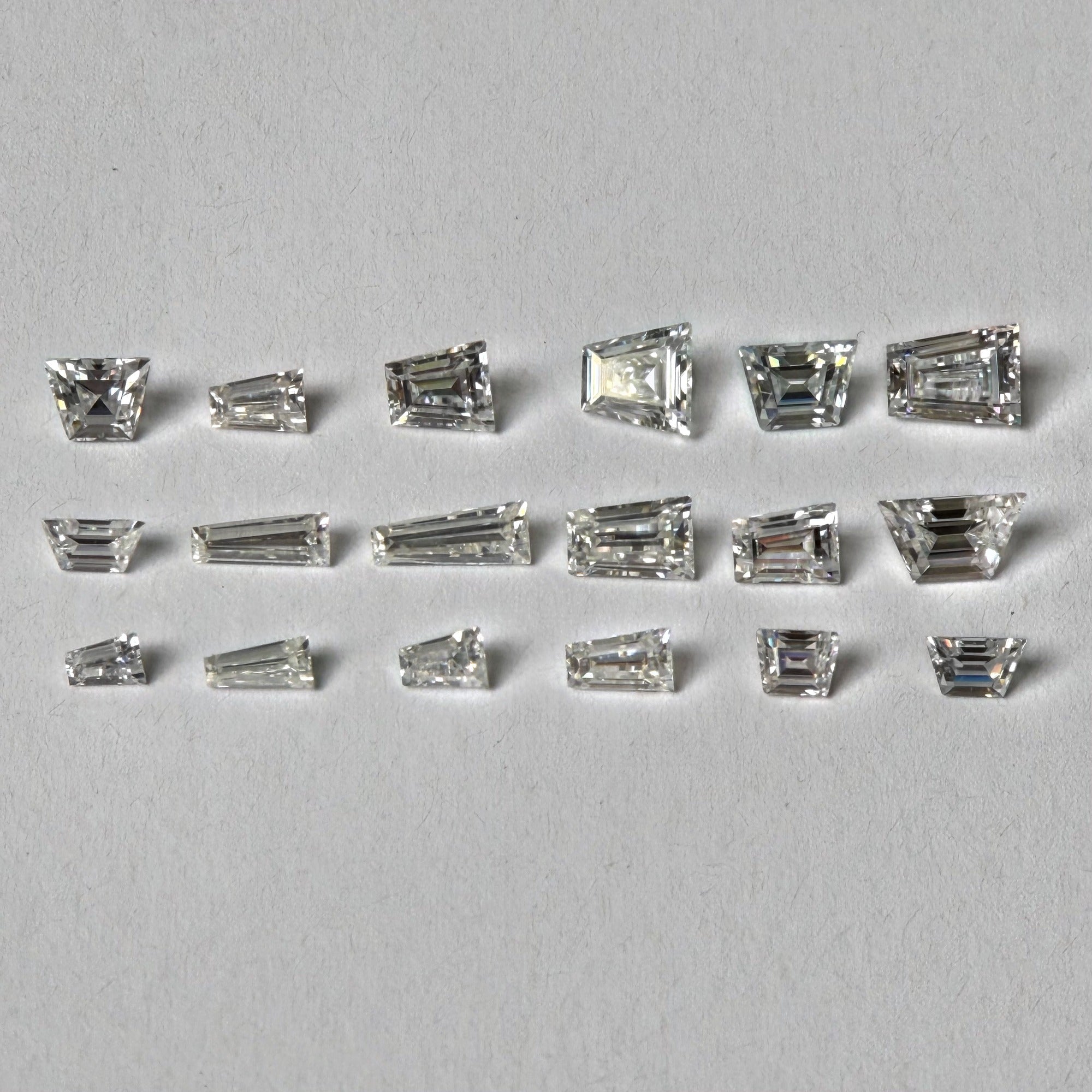 Trapezoid Moissanite Melee — Calibrated Loose Accent Stones, D VVS (Wholesale)