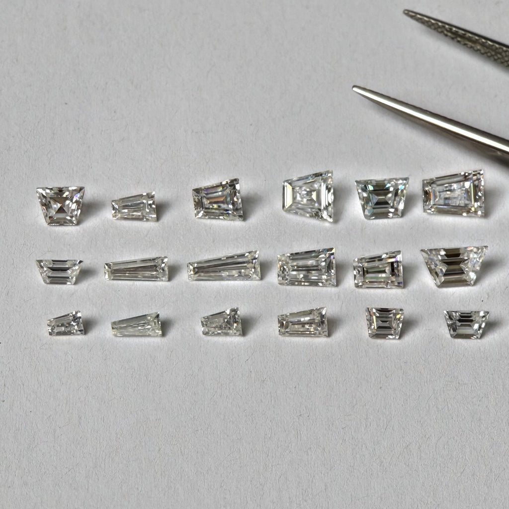 Trapezoid Moissanite Melee — Calibrated Loose Accent Stones, D VVS (Wholesale)